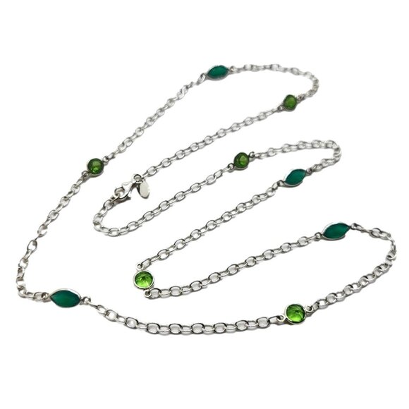 Nicky Butler Green Chalcedony & Quartz 30" Gem Station Necklace Sterling Silver - Picture 6 of 8